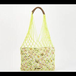 Vince Camuto Rope and Canvas Tote Bag  Zest Safety Yellow